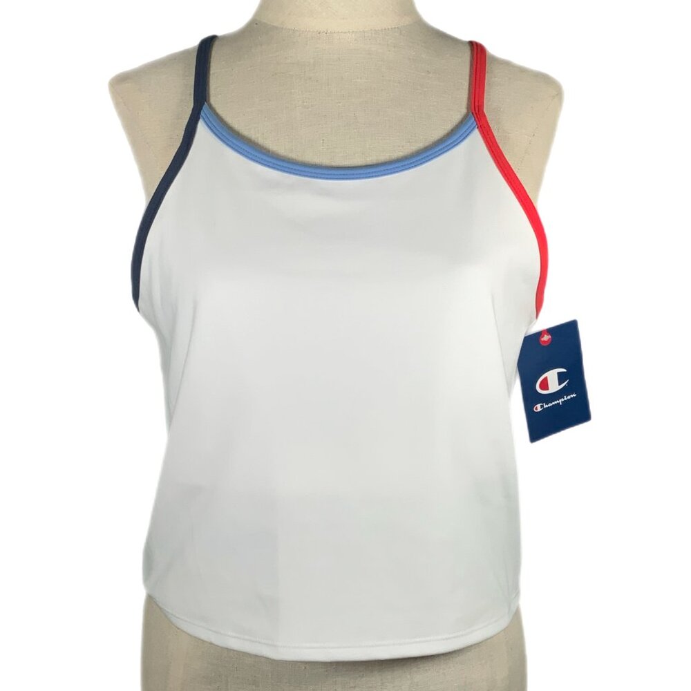 NWT Champion Soft Touch Longline Cropped Cami Shelf Bra XXL 2XL White Anti Odor - Picture 2 of 13